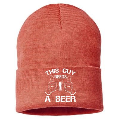 This Guy Needs A Beer Sustainable Knit Beanie