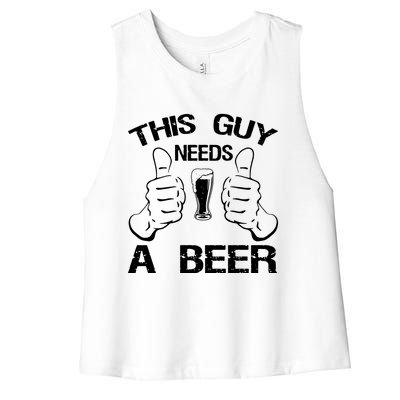 This Guy Needs A Beer Women's Racerback Cropped Tank