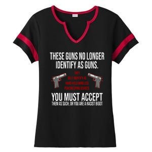 These Guns No Longer Identify As Guns Ladies Halftime Notch Neck Tee