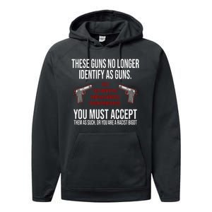 These Guns No Longer Identify As Guns Performance Fleece Hoodie