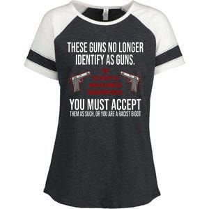 These Guns No Longer Identify As Guns Enza Ladies Jersey Colorblock Tee