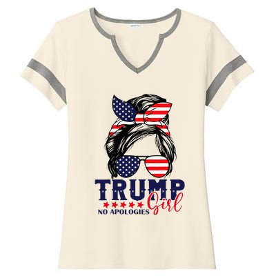 Trump Girl No Apologies Election 2024 Ladies Halftime Notch Neck Tee