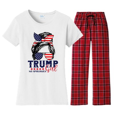 Trump Girl No Apologies Election 2024 Women's Flannel Pajama Set