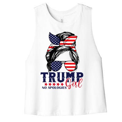 Trump Girl No Apologies Election 2024 Women's Racerback Cropped Tank