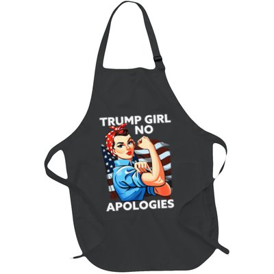 Trump Girl No Apologies Patriotic American Full-Length Apron With Pockets