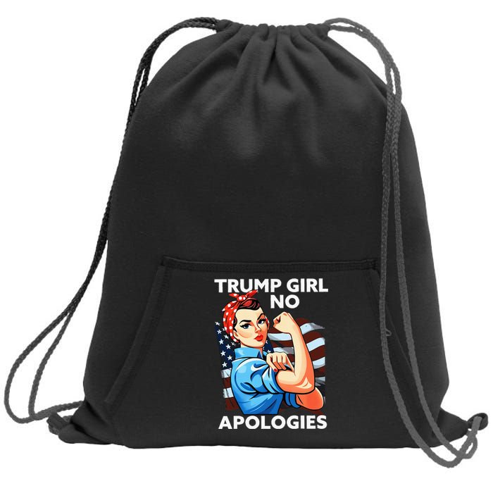 Trump Girl No Apologies Patriotic American Sweatshirt Cinch Pack Bag