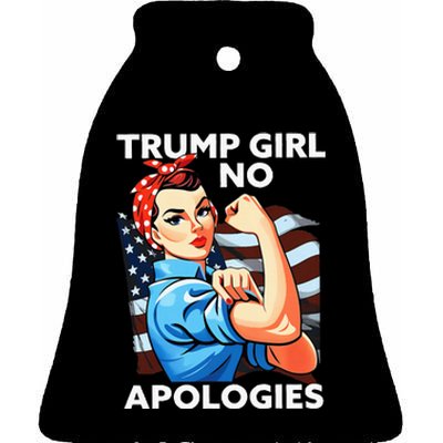 Trump Girl No Apologies Patriotic American Ceramic Bell Ornament