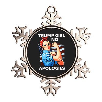 Trump Girl No Apologies Patriotic American Metallic Star Ornament