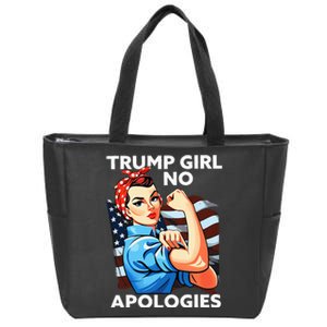 Trump Girl No Apologies Patriotic American Zip Tote Bag