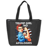 Trump Girl No Apologies Patriotic American Zip Tote Bag