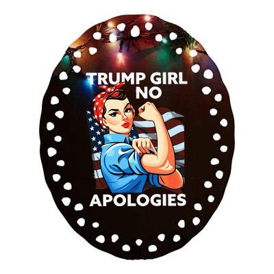 Trump Girl No Apologies Patriotic American Ceramic Oval Ornament