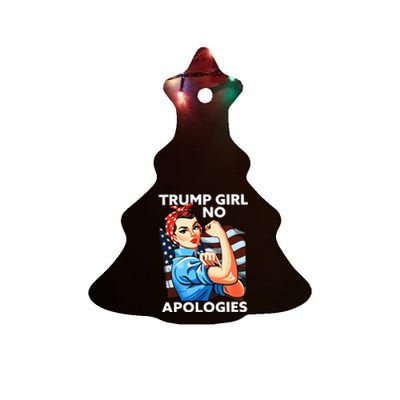 Trump Girl No Apologies Patriotic American Ceramic Tree Ornament