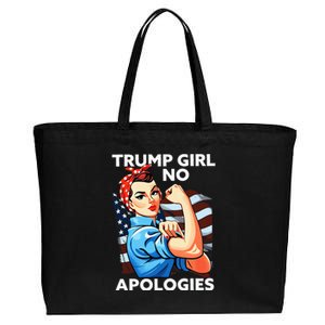 Trump Girl No Apologies Patriotic American Cotton Canvas Jumbo Tote