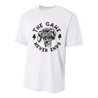 The Game Never Ends Gift Youth Performance Sprint T-Shirt