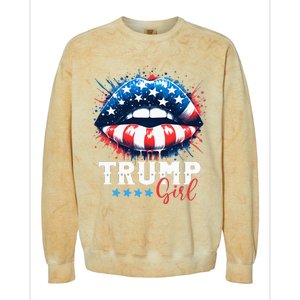 Trump Girl No Apologies Patriotic American Colorblast Crewneck Sweatshirt