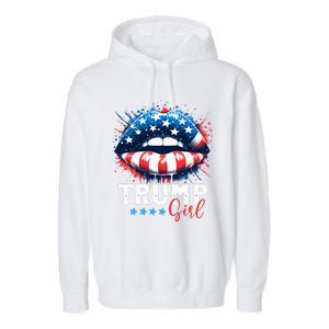 Trump Girl No Apologies Patriotic American Garment-Dyed Fleece Hoodie