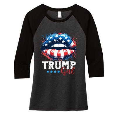 Trump Girl No Apologies Patriotic American Women's Tri-Blend 3/4-Sleeve Raglan Shirt