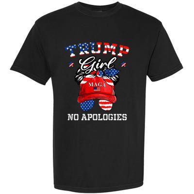 Trump Girl No Apologies Maga Messy Buns Garment-Dyed Heavyweight T-Shirt