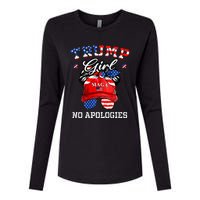 Trump Girl No Apologies Maga Messy Buns Womens Cotton Relaxed Long Sleeve T-Shirt