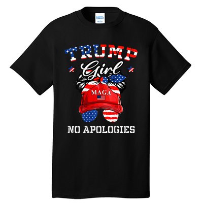 Trump Girl No Apologies Maga Messy Buns Tall T-Shirt