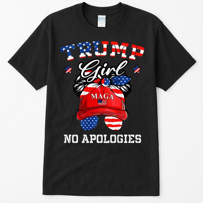 Trump Girl No Apologies Maga Messy Buns Tall T-Shirt