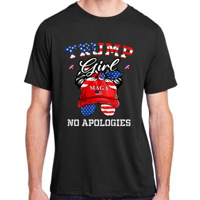 Trump Girl No Apologies Maga Messy Buns Adult ChromaSoft Performance T-Shirt