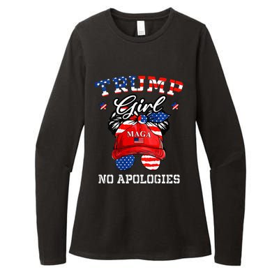 Trump Girl No Apologies Maga Messy Buns Womens CVC Long Sleeve Shirt