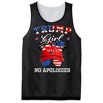 Trump Girl No Apologies Maga Messy Buns Mesh Reversible Basketball Jersey Tank