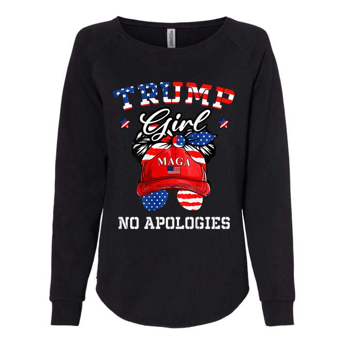 Trump Girl No Apologies Maga Messy Buns Womens California Wash Sweatshirt