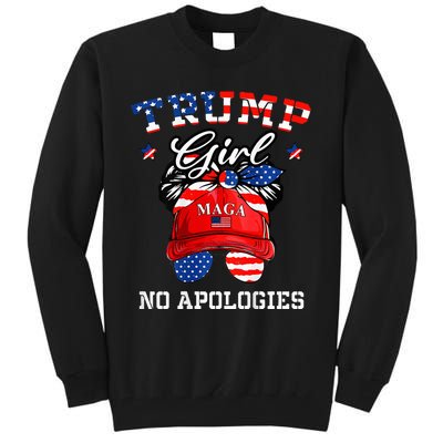 Trump Girl No Apologies Maga Messy Buns Tall Sweatshirt