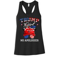 Trump Girl No Apologies Maga Messy Buns Women's Racerback Tank