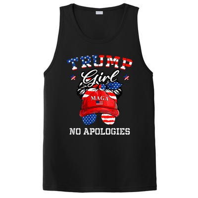 Trump Girl No Apologies Maga Messy Buns PosiCharge Competitor Tank