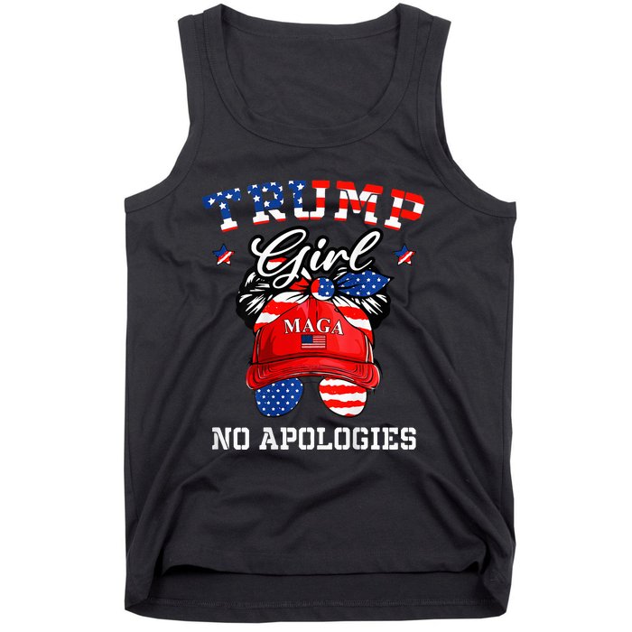 Trump Girl No Apologies Maga Messy Buns Tank Top