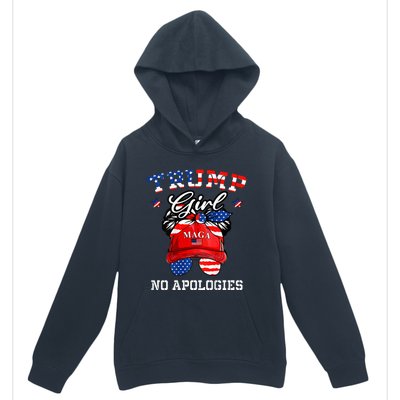 Trump Girl No Apologies Maga Messy Buns Urban Pullover Hoodie