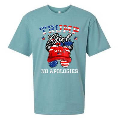 Trump Girl No Apologies Maga Messy Buns Sueded Cloud Jersey T-Shirt