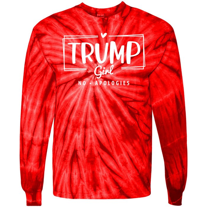 Trump Girl No Apologies Election 2024 Tie-Dye Long Sleeve Shirt