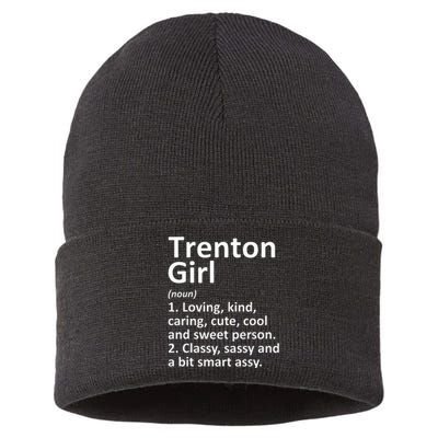 Trenton Girl Nj New Jersey Funny City Home Roots Gift Sustainable Knit Beanie