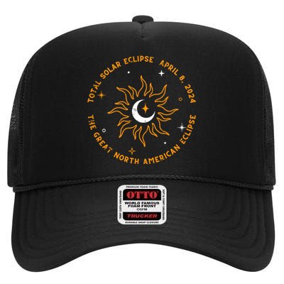 The Great North American Total Solar Eclipse April 8 2024 High Crown Mesh Back Trucker Hat