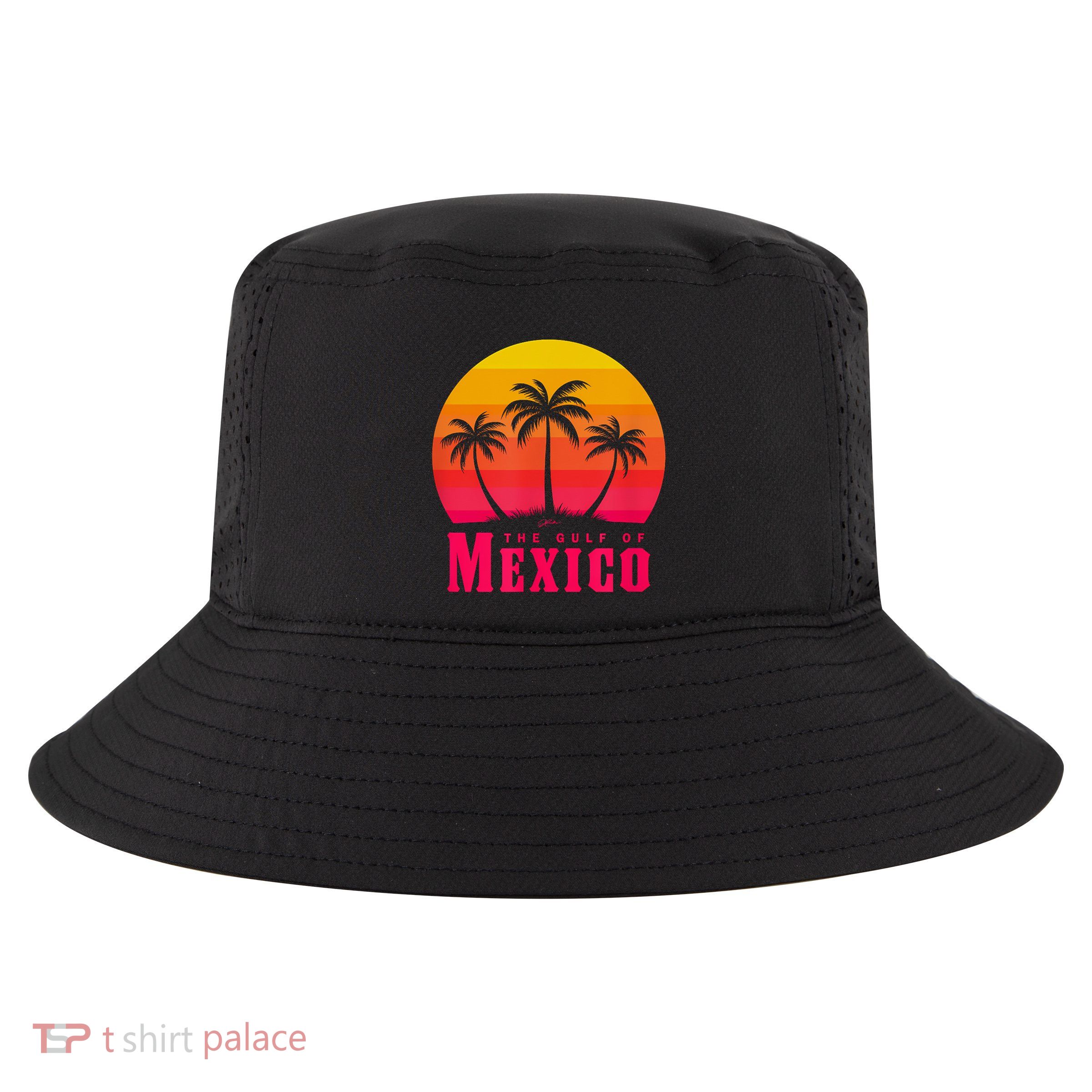 The Gulf Of Mexico With Palm Trees Cool Comfort Performance Bucket Hat