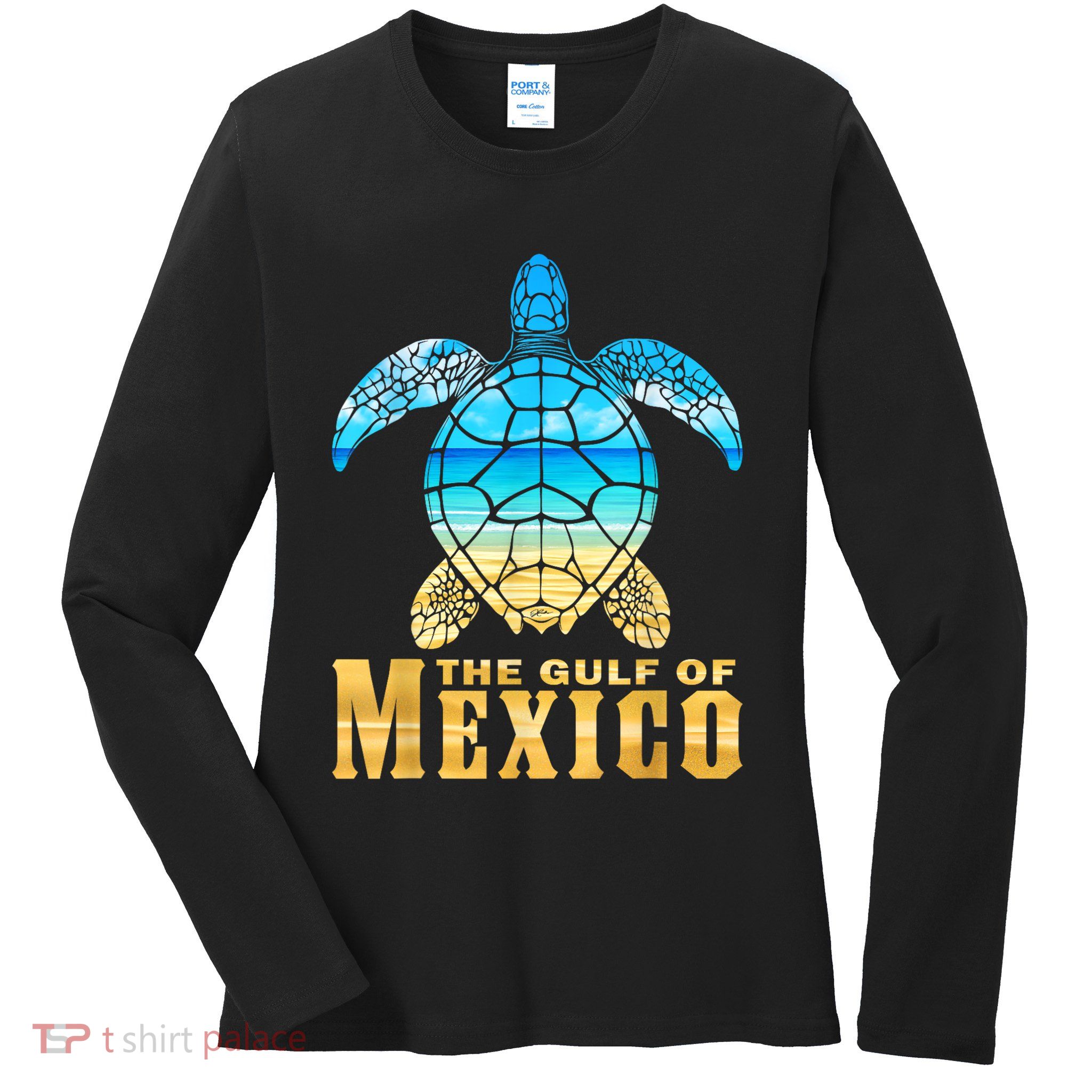 The Gulf Of Mexico Sea Turtle Beach Ladies Long Sleeve Shirt