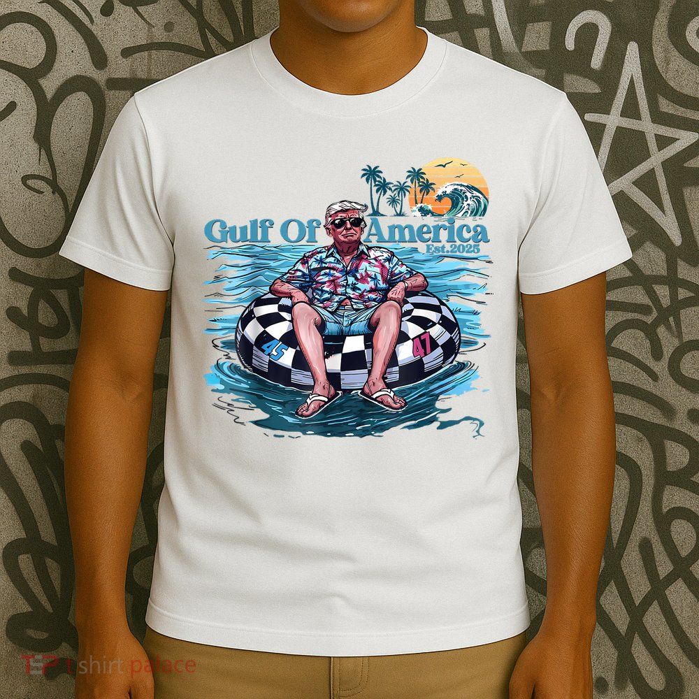Trump Gulf Of Us America Est 2025 Retro Vintage Sunset T-Shirt