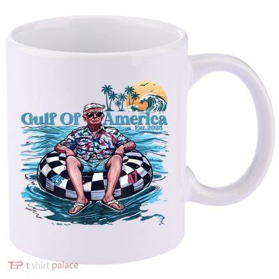 Trump Gulf Of Us America Est 2025 Retro Vintage Sunset 11oz C Handle Ceramic Mug