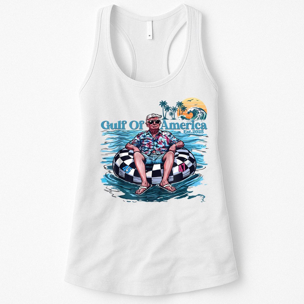 Trump Gulf Of Us America Est 2025 Retro Vintage Sunset Womens Tank Top