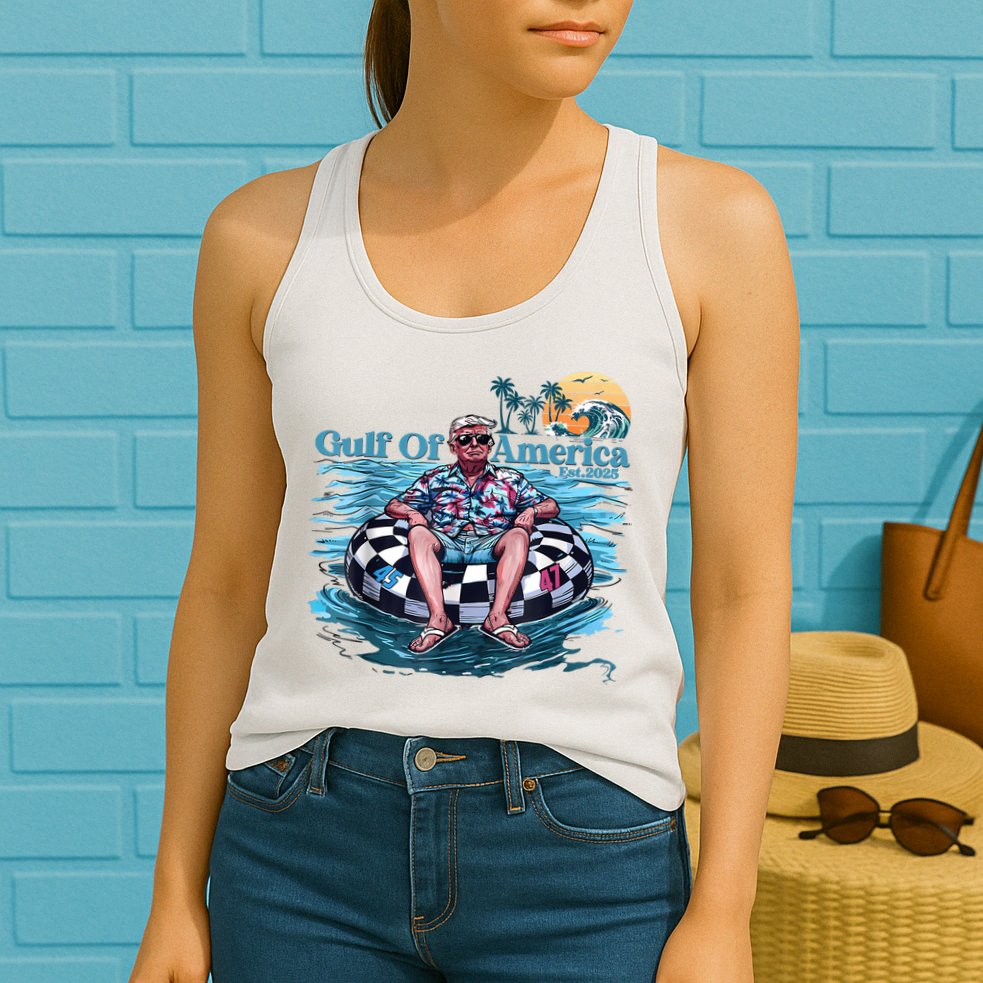 Trump Gulf Of Us America Est 2025 Retro Vintage Sunset Womens Tank Top