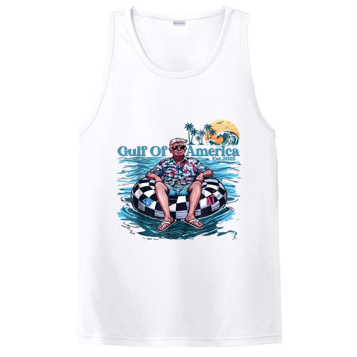 Trump Gulf Of Us America Est 2025 Retro Vintage Sunset PosiCharge Competitor Tank