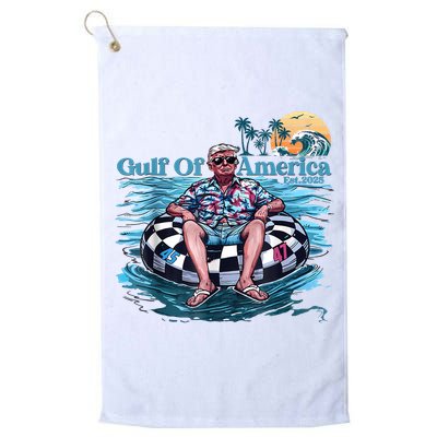 Trump Gulf Of Us America Est 2025 Retro Vintage Sunset Golf Towel
