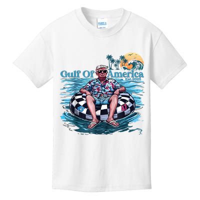Trump Gulf Of Us America Est 2025 Retro Vintage Sunset Kids T-Shirt