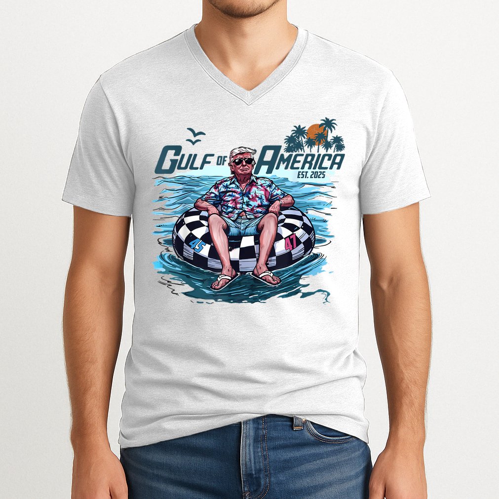 Trump Gulf Of Us America Est 2025 V-Neck T-Shirt