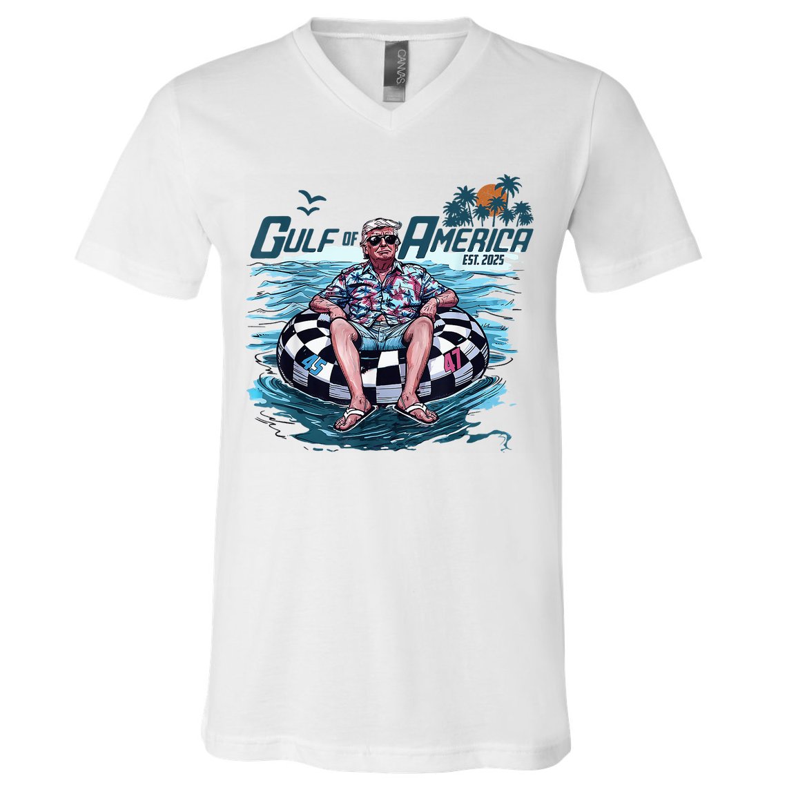 Trump Gulf Of Us America Est 2025 V-Neck T-Shirt