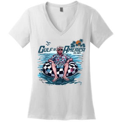 Trump Gulf Of Us America Est 2025 Women's V-Neck T-Shirt